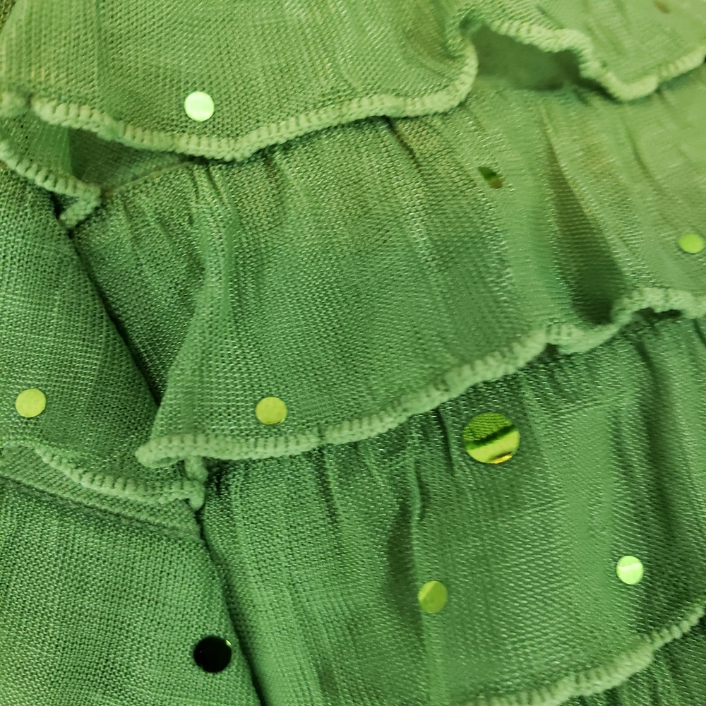 Cato green ruffled top with sequins size Small - Picture 4 of 7